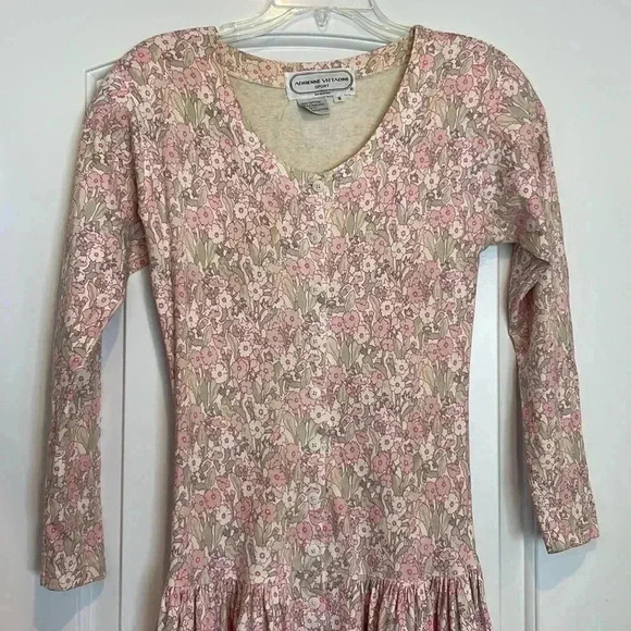 Vintage Adrienne Vittadini Floral Cottogecore Dress Shoulder Pads Sz S - Picture 2 of 7